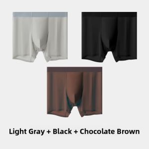 MiiOW | Ice Silk Running Underwear Long Sporty Briefs For Men Breathable Anti Wear Comfortable Large Size Nylon Fabric Short Pants