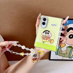 CRAYON SHINCHAN | Crayon Shin-chan Magnetic Double Hinge Case For Samsung Z Fold7 Z Fold8 Z Fold8 Ultra Cute Cartoon Shockproof PC Foldable Cover
