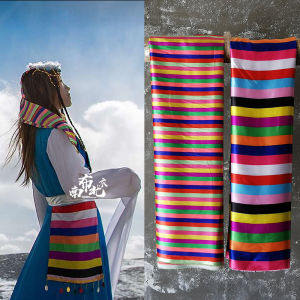 ผ้าลายทางสีรุ้งผ้าไหมหลากสีสำหรับการแสดงศิลปวัฒนธรรมชาติเกาหลี ผ้าไหมจีนแผ่นดินใหญ่ ผ้าสำหรับเสื้อผ้า DIY