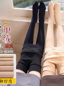 Thickened Fleece Leggings Womens Spring Autumn Style Thin Fleece Mid-Thick Pantyhose Shapely Legging Pure Color Nylon Stockings