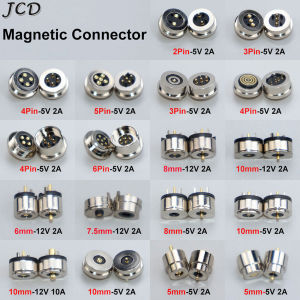 JCD 1Pair 2/3/4/5/6/Pin Male Female Waterproof Round Shape Magnet Suction Spring Pogo Pin DC Power Charging Magnetic Connector 