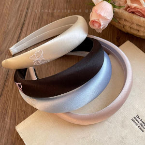 ผ้าไหมพิมพ์ลายผีเสื้อฤดูใบไม้ผลิ หมวกคล้องผมสำหรับผู้หญิง สไตล์เกาหลี ทรงสูง หน้าเล็ก หมวกคล้องผมแบบลำลอง หมวกคล้องผมแบบลำลอง