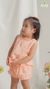 LULLABY - Bộ BG sát nách bèo gấu xô nhăn 2 lớp - NH303N