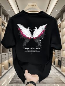 Áo Thun Tay Ngắn Cotton Mỹ Dành Cho Nam Mùa Hè 2025 Dáng Rộng in Họa Tiết Thời Trang Thường Ngày Không Cần Ủi