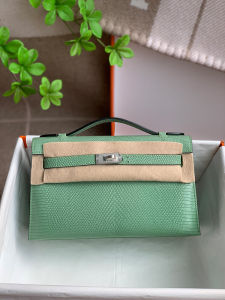 กระเป๋าถือหนังแท้ Lizard Skin กระเป๋าถือผู้หญิง ปักลายด้วยมือ สายรัดแบบหัวเข็มขัด กระเป๋าถือสำหรับงานวันเกิด