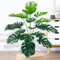 Turtle Leaf Hyphosis Big Artificial Plants White Green Leaves Bonsai Simulated Plant Potted For Room Decor Home Garden Desk Orna. 