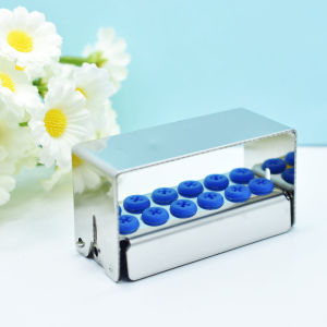 12 หลุมอลูมิเนียมทันตกรรม Burs ผู้ถือฆ่าเชื้อสําหรับสูง/ต่ํา Bur Organizer กล่องทันตแพทย์เครื่องมือฆ่าเชื้อกรณี