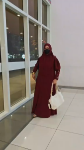 Jacky Rhaidz Knitted Dress with Batwing Sleeves and Side Pockets with Sukob Hijab Set - Medium to 2xLarge