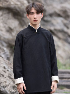 New Autumn Chinese Style Loose Mens Jacket Collarless Sleeveless Top Button Front Side Slit Caozhou Coat Youth Casual Wear