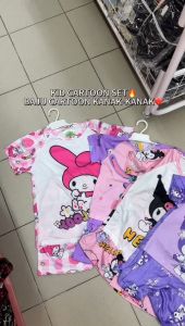 KID GIRL CARTOON SHIRT & PANT 1 SET/BAJU CARTOON ANAK/BAJU SET KANAK-KANAK KAIN SEJUK GOOD QUALITY READY STOCK OFFER MURAH