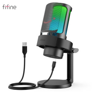 FIFINE | FIFINE Gaming Microphone with RGB Control Mute TouchCondenser Computer Desktop Mic with Pop Filter for Recording/Streaming