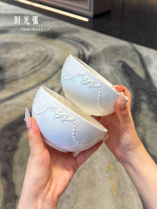 Stunning French Vintage Butterfly Knot Floral Rice Bowl Salad Bowl Ceramic Breakfast Bowl Self Kept Elegant round Shape Dishware