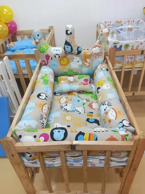 Wooden Crib Adjustable w/ Crown Set (COMPLETE SET)