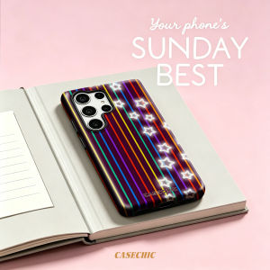 Potdemiel | Neon Space Doodle For Samsung Galaxy S26 S25 S24 A56 A36 Dual Layer Luxury Fashion Full Lens Protective phone Cover CaseChic