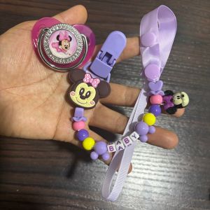 Disney | Anime print newborn pacifier baby nipple equipped with a chain-style snap fastener suitable for newborns a pacifier for sooth