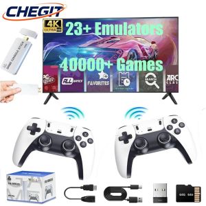 เครื่องเล่นเกม CHEGIT 4K M15 40000+ เกมย้อนยุค คอนโซลเกมพกพาขนาดเล็ก พร้อมจอยเกมไร้สายในตัว