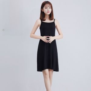 Summer plus Size Modal Vest Dress Womens Inner Wear Midi Skirt Sleeveless Korean Style round Neck A-Line Gown Long Evening Dress