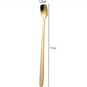 Innovative 304 Stainless Steel Spoon Long Handle Square Head Honey Spoon Cocktail Bar Coffee Stirring Spoon Commercial Use