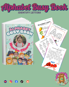 60 pages A5 size Alphabet Busy Book - Personalized and Customizable - 10 pages Name/Address or Clients Choice - Gift