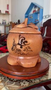 TẶNG ẤM TRÀ - Có Video Bình giữ nhiệt  Bộ Giữ ấm trà bằng gỗ dừa khắc LỘC -  LOẠI 1 - DANH DUA SHOP