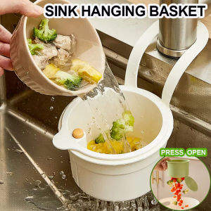 2IN1 Sink Drain Basket Faucet Hanging Filter Bag Adjustable Automatic Dumping Basket Sink Sponge Rack Kitchen Waste Collector