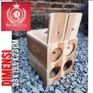 BOX WADAH BURUNG KAYU JATI ISI 4 LUBANG