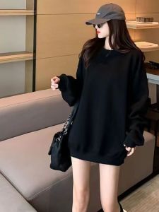 Loose Fit Bohemian Print Cotton Sweatshirt Womens Long Tunic Top Belly Covering Casual Comfortable plus Size Fashion