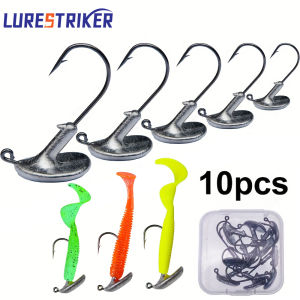 Lurestiker 10pcs A Box 3.5g 5g 7g 10g 14g Fishing Lure Hook Set Soft Worm Lure Hook Jig Tumbler Head Fishhooks Bass Tackle