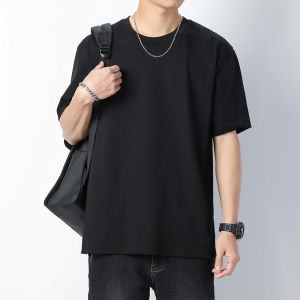 Heavyweight 300g Mens Cotton T-Shirt Short Sleeve round Neck Solid Color Loose Fit Summer Top Premium Combed Cotton Tee