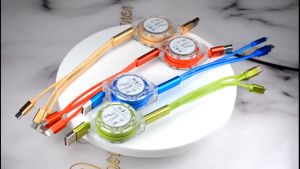 สายชาร์จแบบพับเก็บได้ สายชาร์จเร็ว 3 หัว 2A 3 in 1 มีหัวชาร์จ 3 แบบสำหรับ ไอโฟนและแอนดรอย Type C