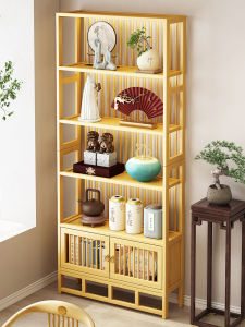 Chinese Style Multi-Layer Storage Rack Display Stand Tea Set Placement Shelf Floor-Standing Miscellaneous Items Organizer