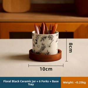 Aesthetic High-End Wooden Fruit Forks Set