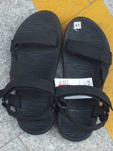 Adhesive Sandals Mens Summer Quick Dry Anti-Slip Wear-Resistant Outdoor Casual Trendy Beach Shoes Cotton Fabric Magic Tape