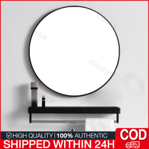 [In stock] 16/20 Inch Round Mirror Wall Decor with Frame Large Bathroom Mirror with Organizer Wall Mounted Circle Mirror Black Metal Frame for Bathroom Entry Dining Room & Living Room