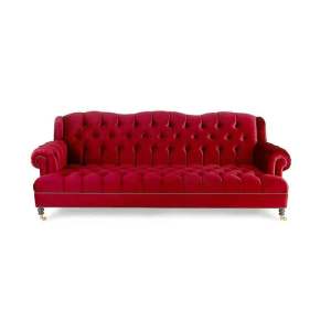 French Luxurious Red Velvet Three-Seater Sofa American Retro Designer Furniture for Villa Sofa L-Shaped Sponge Filling Wood Craft