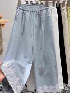 HUAXUNRAN | High Waist Lace Wide Leg Pants Summer Lightweight Drapey Slimming Loose Fit