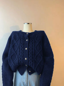 Loose Knitted Short Sleeve Womens Sweater Coat Thickened round Neck Commute Style Autumn Winter Fashion Casual Outerwear