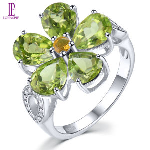 Lohaspie เครื่องประดับ5.3กะรัต925เงินแท้ผู้หญิงแหวนเพอริดอทธรรมชาติดั้งเดิม925เครื่องประดับเงินด้วยหินแหวนพลอยเพอริดอทของขวัญวันเกิดสำหรับผู้หญิงเครื่องประดับเงิน