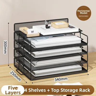 MINGZHUO | Layered File Organizer Rack Shelf A3 A4 Papers Black