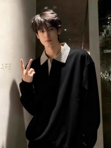 Áo Thun Polo Cleanfit Cổ Bẻ Dài Tay Kẻ Caro Phong Cách Mỹ Cho Nam Mùa Thu Áo Hoodie Hai Mảnh Giả Thường Ngày Thoải Mái