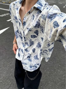 OUMULONG | Full Print Ice Silk Breathable Light Weight Cooling Summer Short Sleeve Shirt
