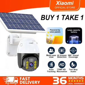 Xiaomi Outdoor Solar Energy CCTV Camera Wifi Connect 360 With Audio and Speaker BUY 1 TAKE 1 Waterproof Alarm Surveillance Night Vision Auto Tracking CCTV Camera Connect Cellphone Monitor Built-in Battery