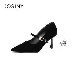 Josiny | Red Fine Heel Pointed Toe Pumps Velvet Wedding Shoes