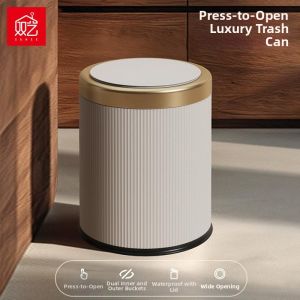 Aesthetic Lidded Step-on Luxurious High Capacity Trash Can