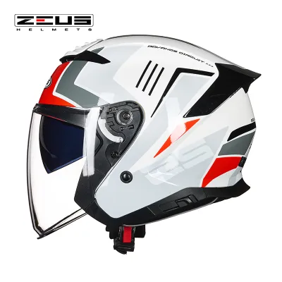 Zeus | All Seasons Unisex Motorcycle Helmet with Double Visor Large 3/4 Helmets