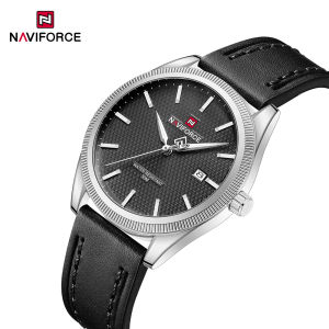 NAVIFORCE Original Mens Business Watch Leather Strap 30m Waterproof Quartz Movement Calendar Luminous Hands Round Case Mens Casual Fashion Watch NF9272L