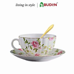 Porcelain English Tea Cup Set Single Tea Cup Flower Coffee Cup Tea Set English Style European Pink Flower Tea Cup Saucer Set Rose Tea Cup English Cup Set