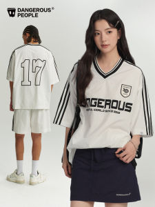 dangerouspeople | Summer Retro Sporty Loose V-neck Tshirt and Shorts Set