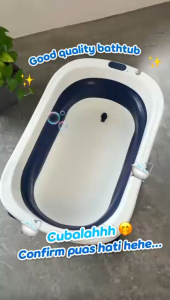Baby BathTub Foldable with Stand Thermometer Mandi Baby Bath Support Bathmat Large Capacity for Home Use