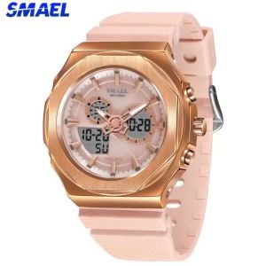 SMAEL | Đồng Hồ Thể Thao SMAEL Dành Cho Nữ Màn Hình Kép Máy Quartz Chống Nước Hiển Thị Kỹ Thuật Số LED Và Analog Chức Năng Bấm Giờ Dây Đeo PU Bền Kiểu Dáng Giản Dị.